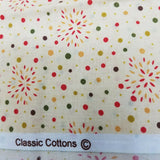 Fireworks Polka Dotted Fabric 1 yard Classic Cottons Yellow Red Green Material