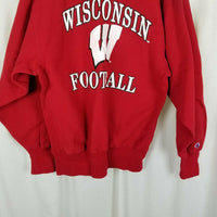 Vintage Reverse Weave Champion Wisconsin Football Red Sweatshirt Mens XL USA