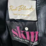 Vintage Paul Blanche Skins Belted Black Leather Jacket Blazer Look Coat Mens