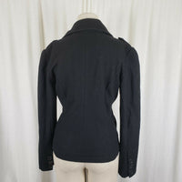 Rave Wool Cropped Military Double Breasted Peacoat Womens M Black Punk Rocker