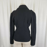 Rave Wool Cropped Military Double Breasted Peacoat Womens M Black Punk Rocker