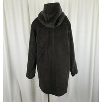 Jones New York Hooded Wool Midi Peacoat Coat Womens 6 Chocolate Brown G-III Long