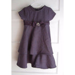 Bonnie Jean Herringbone Tweed Ruffles Tiered Sash Bow Midi Dress Purple Girls 5