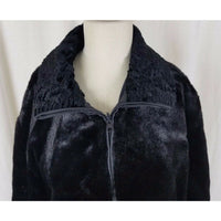 Alpine Studio Reversible Vegan Black Faux Fur Leather Car Coat Jacket Womens L