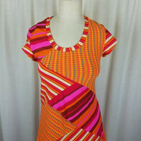 Sampleline by Aimee Patchwork Psychedelic Jersey Knit Stretch Dress Womens M