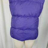 LL Bean Hooded Fur Trim Goose Down Nylon Quilted Puffer Vest Womens S Purple