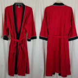 Harcourt Red & Black Velour Wrap Bath Robe Mens One Size OS Striped USA Smoking