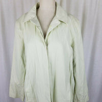 Talbots Floral Lined Long Lime Green Rain Trench Coat Womens XL Placket Front
