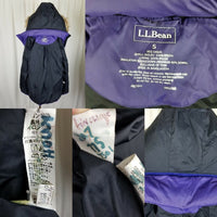 LL Bean Hooded Fur Trim Goose Down Nylon Quilted Puffer Vest Womens S Purple