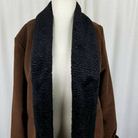 Maralyce Ferree Vegan Faux Persian Fur Fleece Shawl Collar Swing Coat Womens S