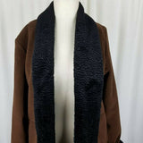 Maralyce Ferree Vegan Faux Persian Fur Fleece Shawl Collar Swing Coat Womens S