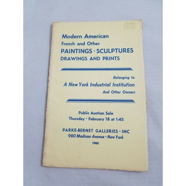 Modern American French Paintings Sculptures Parke-Bernet Auction Catalog 1960