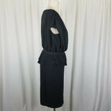 MNG Collection Black Ruffled Ruched Faux Wrap Blouson Jersey Knit Dress Womens S