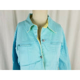Quacker Factory Jeweled Deconstructed Chambray Blue Jean Shirt Jacket Womens M