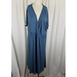 LL Bean Summer Jersey Knit Stretch Faux Wrap Dress Womens 3X Plus Size Teal