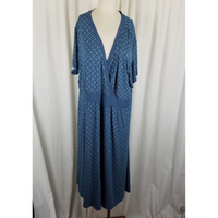 LL Bean Summer Jersey Knit Stretch Faux Wrap Dress Womens 3X Plus Size Teal