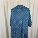 LL Bean Summer Jersey Knit Stretch Faux Wrap Dress Womens 3X Plus Size Teal