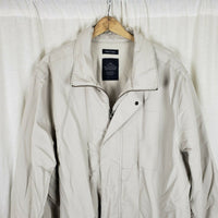 Nautica Cotton Quilted Fleece Lined Bomber Parka Jacket Mens XXL Zip Up Ivory