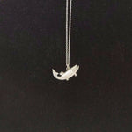 Salmon Wide Mouth Bass Fish Pewter Silver Chain Necklace Pendant Charm Jewelry