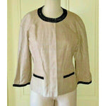 Sara Campbell Woven Silk Crochet Collarless Cropped Blazer Jacket Womens 8 USA