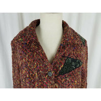 Vintage 80s CanvasBacks Wool Silk Patchwork Art to Wear Woven Jacket Womens 14