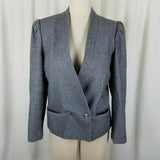 David Benjamin Gray Wool Collarless Wrap Blazer Jacket Womens 12 Vintage 80s