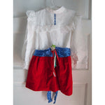 Vintage KLL Red White & Blue Velvet Satin Lace Patriotic Dress USA Girls 5