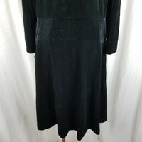 Lands End Velvet Fit & Flare Long Sleeve Scoop Neck Little Black Dress Womens L