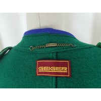 Geiger Austria Boiled Wool Crest Button Sweater Jacket Blazer Womens Green 38 8