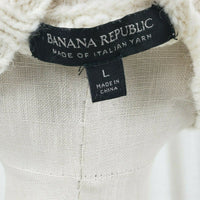 Banana Republic Fringe Hem Cable Knit Aran Sweater Womens L Hippie Boho Italian