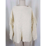 LRL Ralph Lauren Fringed Woven Knit Boho Hippie Boat Neck Sweater Womens PXS PS