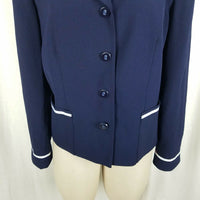 Vintage John Meyer Norwich Contrast Stripes Navy Blue Jacket Blazer Womens 14