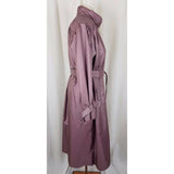 Jennifer Hill Shiny Wet Look Belted Tie Sash Long Trench Coat Womens 6 Rose Pink