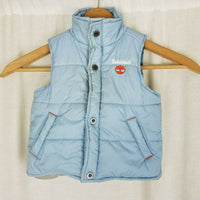 Timberland Logo Winter Puffer Snap Up Vest Infant Boys 12 Mo Months Baby Blue