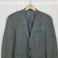 Chaps Herringbone Worsted Wool Sport Coat Jacket Blazer Mens 40 Gray 2 Button