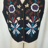 SGDN Same Game Different Name Floral Pointed Button Down Vest Waistcoat Womens L