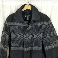Banana Republic Cabinwear Southwestern Wool Peacoat Short Coat Mens XS Black