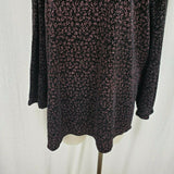 Elementz Stretch Jersey Knit Floral Metallic Top Shirt Tunic Blouse Womens 3X