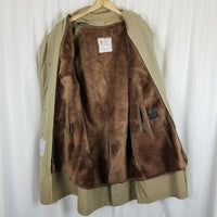 London Fog Trench Coat Deep Pile Faux Fur Removable Liner Mens 40R Vintage Khaki