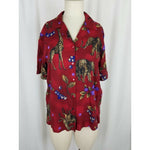 Tapestry Animals Elephants Giraffe Safari Zoo Print Tunic Blouse Top Womens M