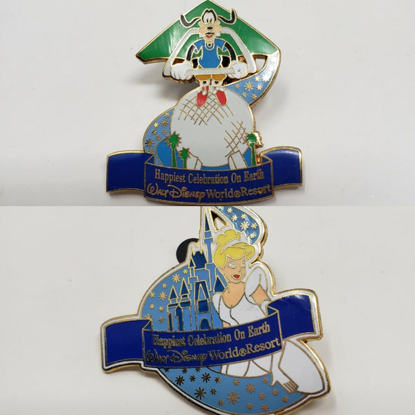 Lot of 2 WALT DISNEY WORLD HAPPIEST CELEBRATION ON EARTH ENERGIZER PINS 2005 WDW
