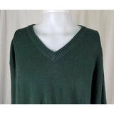 LL Bean 100% Pima Cotton VNeck Pullover Green Sweater Mens XXL 2XL Winter Weight