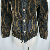 Fuzzy Brushed Cotton Velvet Like Reversible Jacket Blazer Womens S 80s Textured