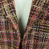 Coldwater Creek Woven Plaid Cropped 3/4 Sleeve Wool Blend Jacket Blazer Womens 6