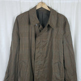 Vintage Plaid Rodes Half Lined Placket Front Trench Coat Mens S M Mid Century
