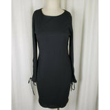 Vince Camuto Black Ribbed Grommets Lace Up Sleeves Sheath Mini Dress Womens XXS