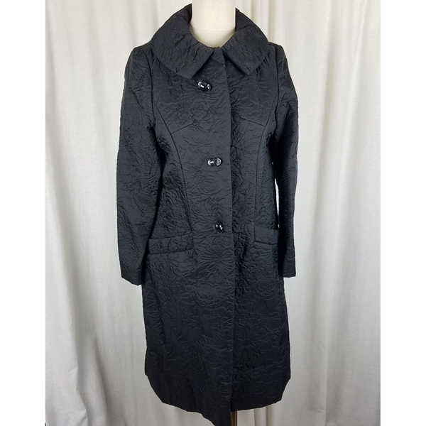 Vintage Main Street Rain Sun Storm Textured Quilted Trench Coat Peacoat Womens S