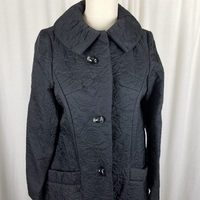 Vintage Main Street Rain Sun Storm Textured Quilted Trench Coat Peacoat Womens S