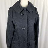 Vintage Main Street Rain Sun Storm Textured Quilted Trench Coat Peacoat Womens S