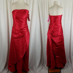 Morgan & Co. Gathered Maxi Satin Beaded Floral Formal Dress Womens 10 Vintage